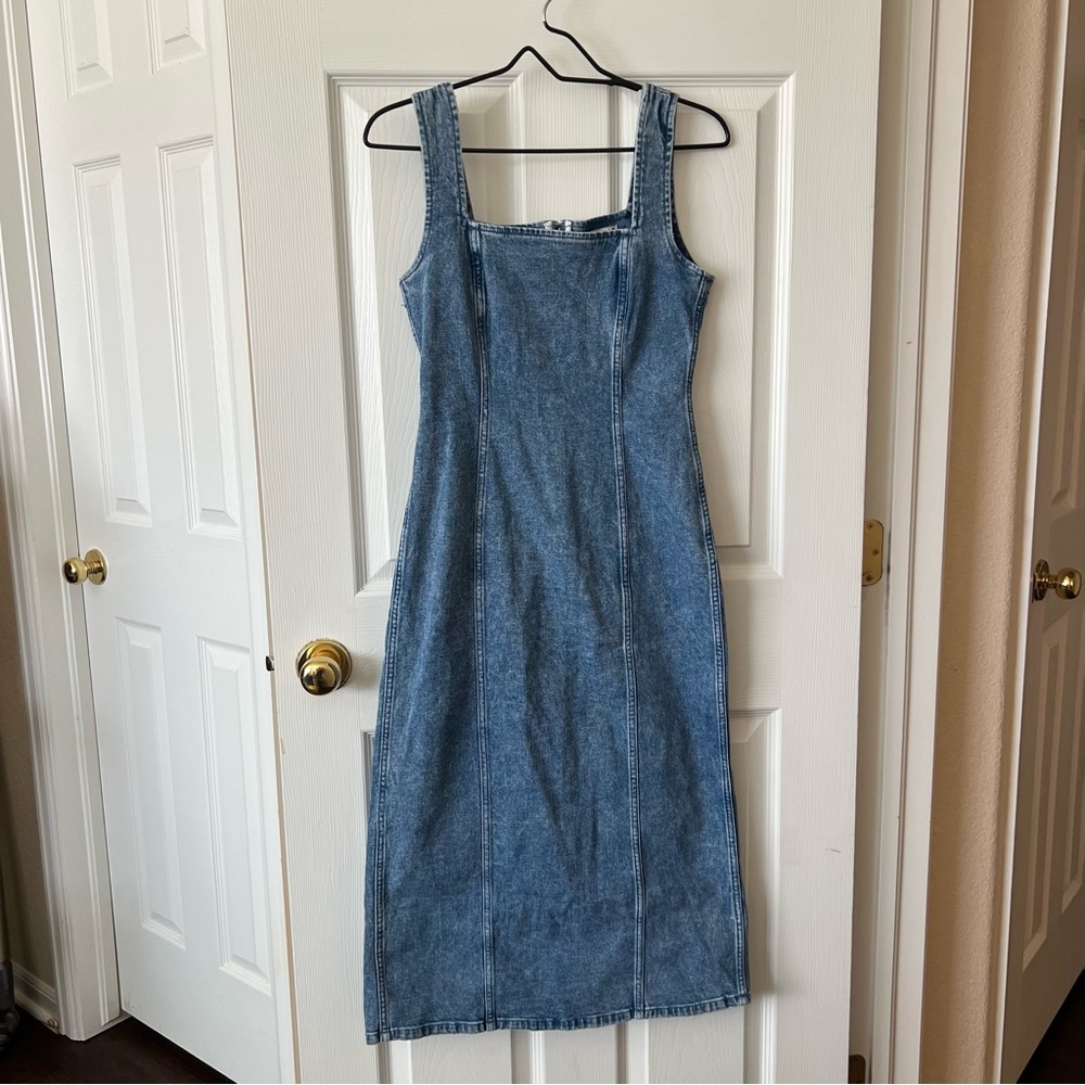Abercrombie & Fitch Denim Column Midi Dress